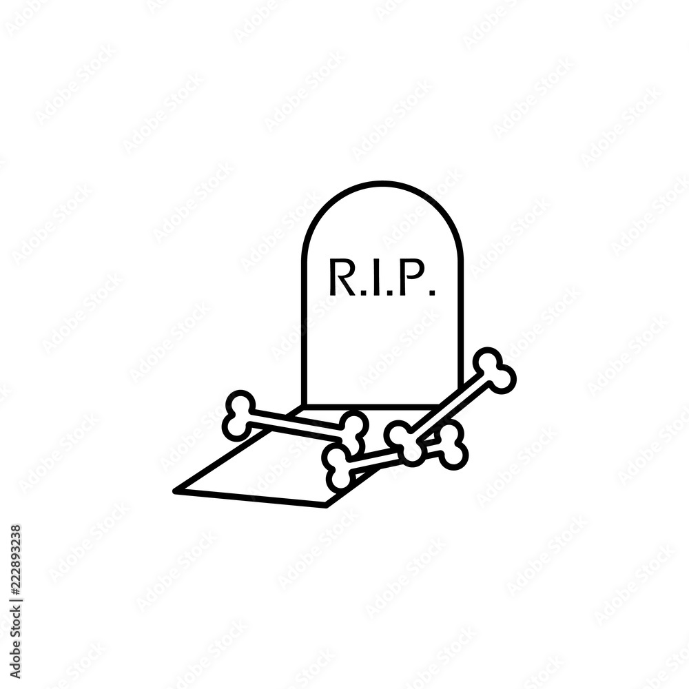 Aufkleber halloween coffin with bones r.i.p. icon. element of halloween holiday icon for mobile concept and we