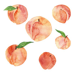 Watercolor peaches set