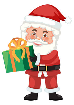 Santa holding a present