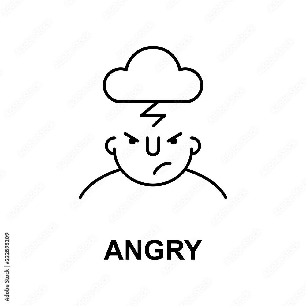 Aufkleber angry on mind icon. element of human mind icon for mobile concept and web apps. thin line angry on m