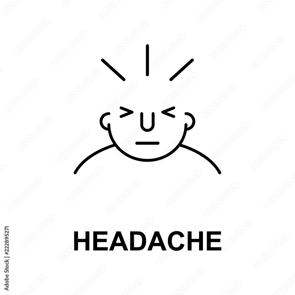 Aufkleber headache on mind icon. element of human mind icon for mobile concept and web apps. thin line headach