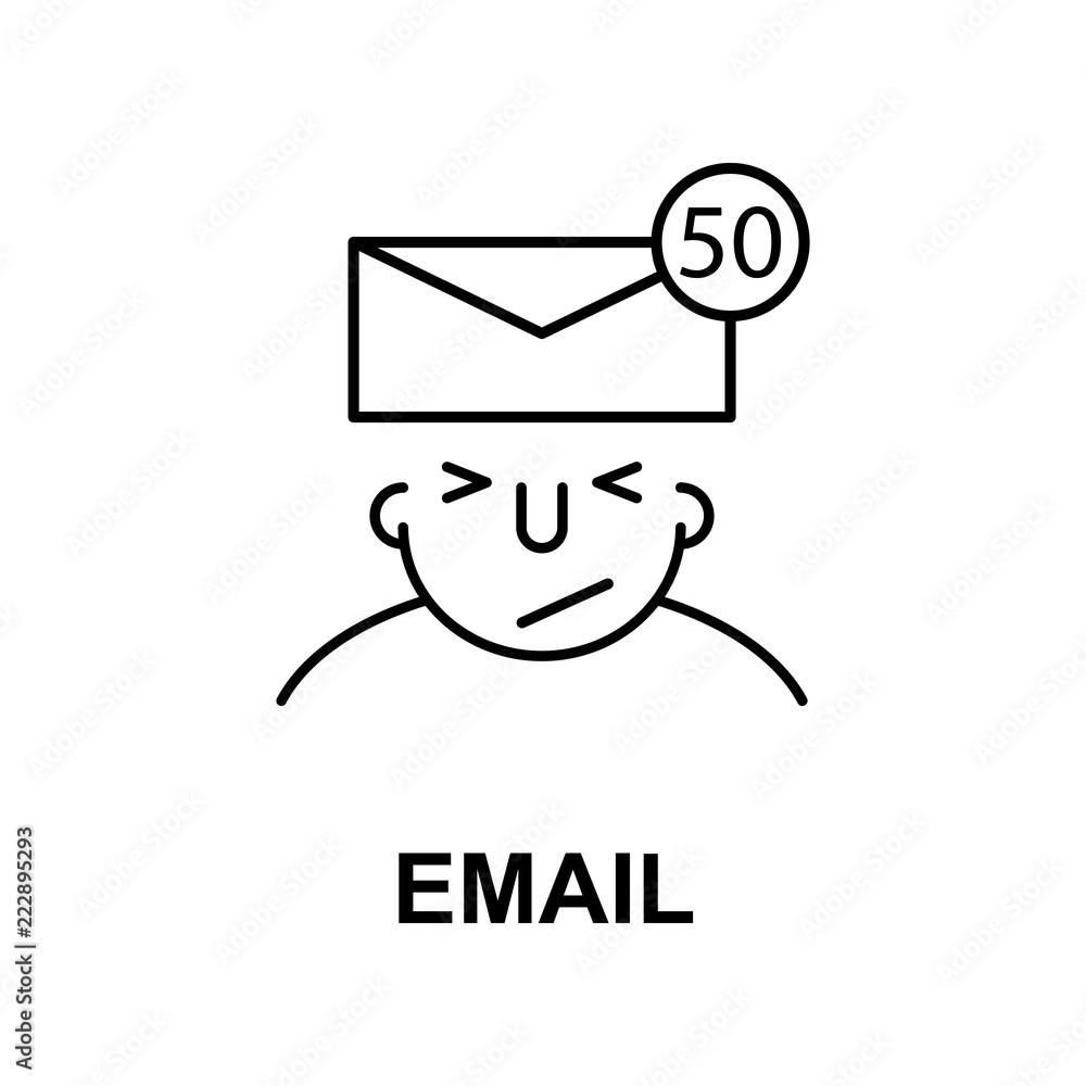 Poster email on mind icon. element of human mind icon for mobile concept and web apps. thin line email on m