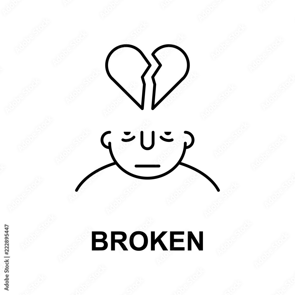 Poster broken on mind icon. element of human mind icon for mobile concept and web apps. thin line broken on