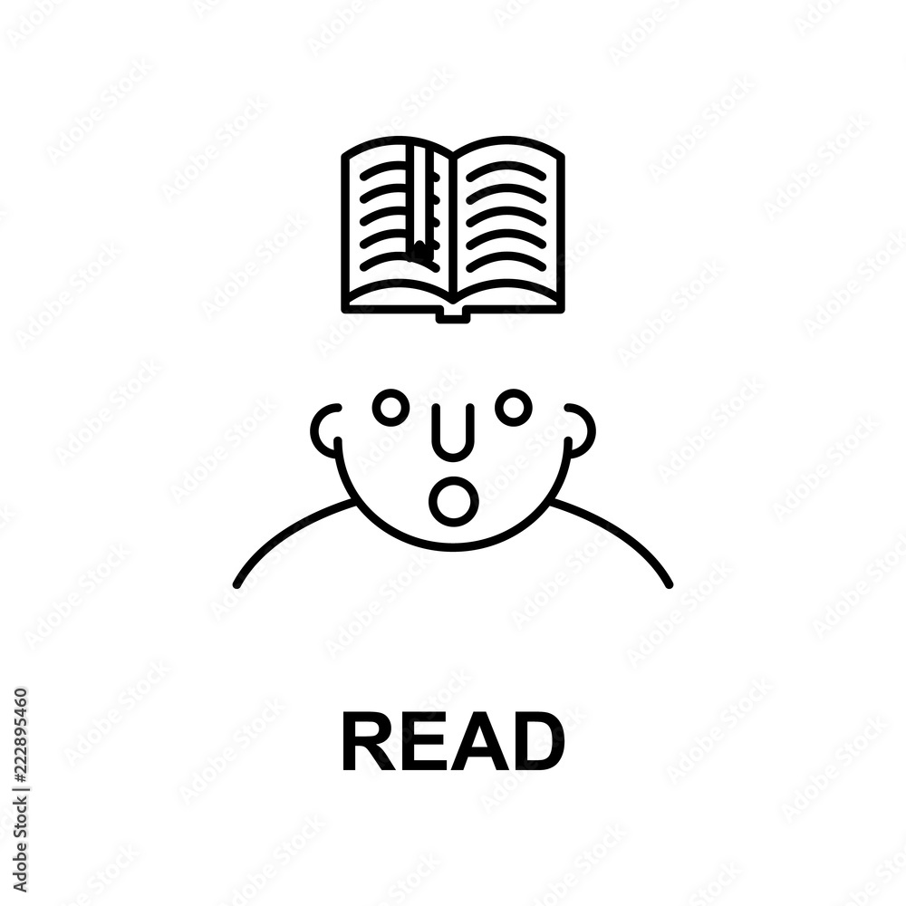 Poster read on mind icon. element of human mind icon for mobile concept and web apps. thin line read on min