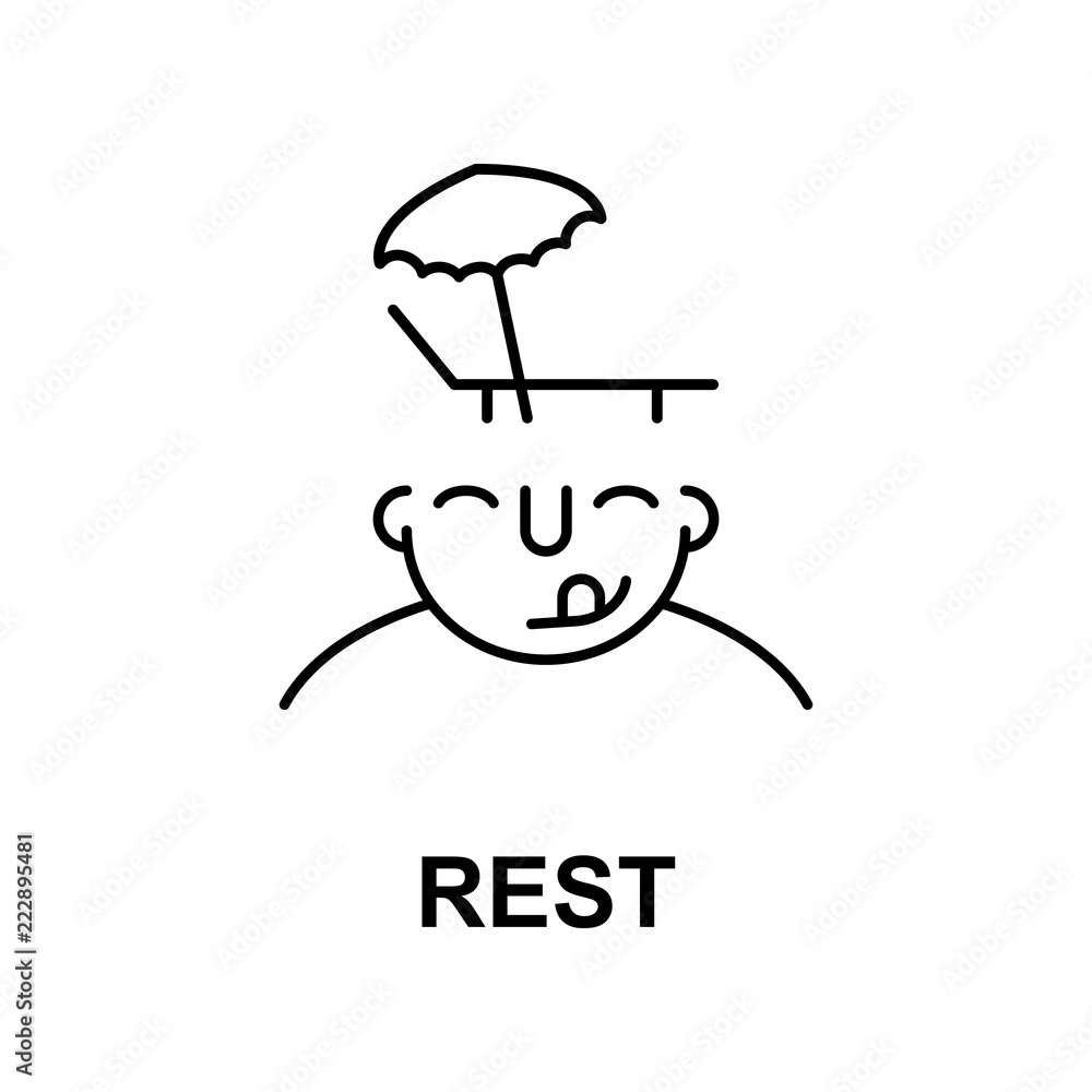 Poster rest on mind icon. element of human mind icon for mobile concept and web apps. thin line rest on min