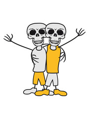 2 freunde team paar duo schädel skelett tot tod knochen horror halloween maske kopf totenkopf böse comic cartoon clip