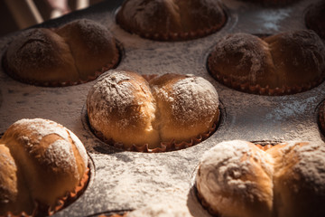 a small bread that just took out the oven