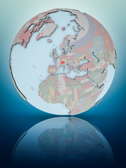Obraz premium Switzerland on political globe