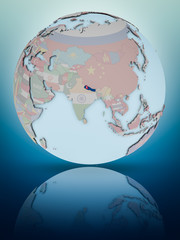 Obraz premium Nepal on political globe