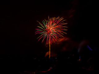 Beautiful vibrant and colorful red, pink, yellow and green fourth of July independence day...