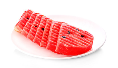 Sliced of watermelon isolated on white background