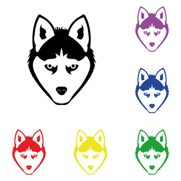 Elements of wolf in multi colored icons. Premium quality graphic design icon. Simple icon for websites, web design, mobile app, info graphics