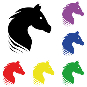 Elements of horse in multi colored icons. Premium quality graphic design icon. Simple icon for websites, web design, mobile app, info graphics