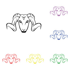 Elements of argali sheep in multi colored icons. Premium quality graphic design icon. Simple icon for websites, web design, mobile app, info graphics