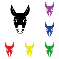 Elements of donkey in multi colored icons. Premium quality graphic design icon. Simple icon for websites, web design, mobile app, info graphics