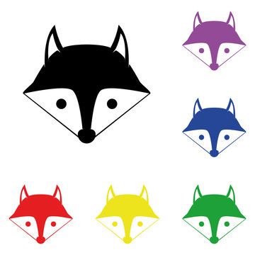 Elements of fox in multi colored icons. Premium quality graphic design icon. Simple icon for websites, web design, mobile app, info graphics