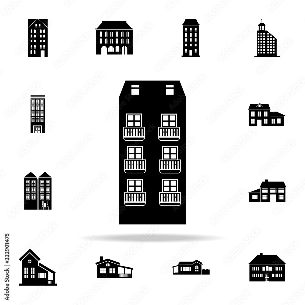 Aufkleber high-rise building with balconies icon. house icons universal set for web and mobile