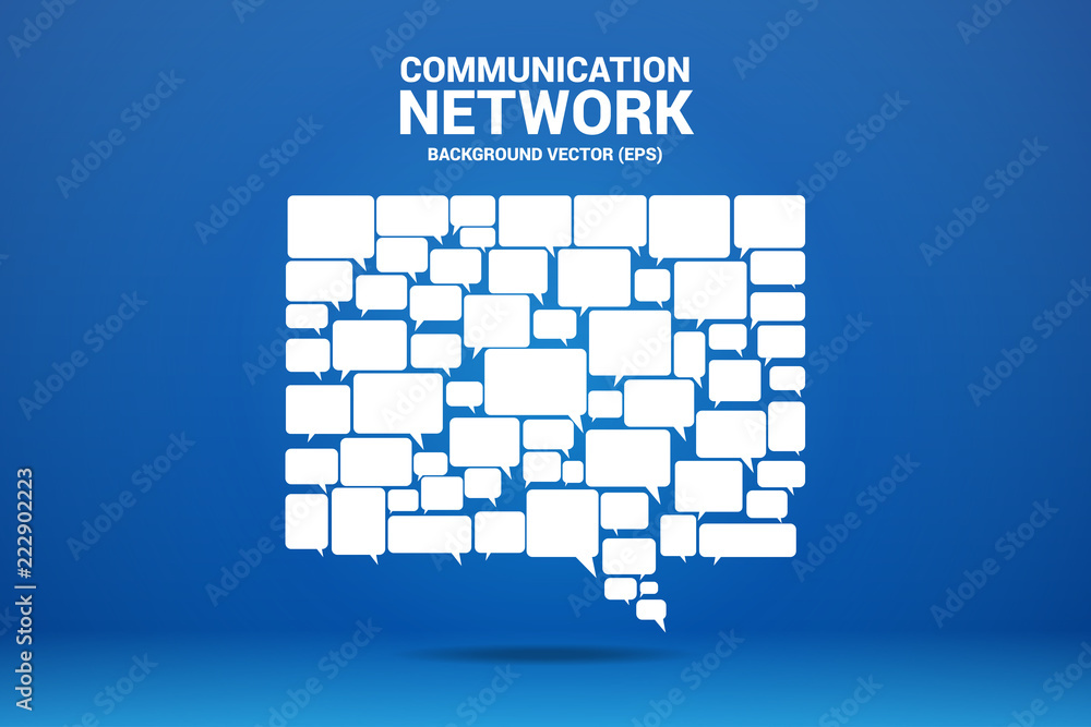 Poster group of speech bubble icon shape to big bubble . concept of communication network. 