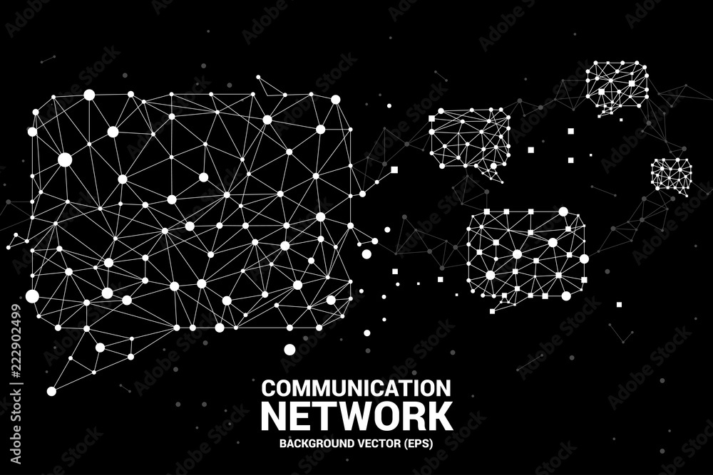 Poster talk bubble icon with dot and line connections.