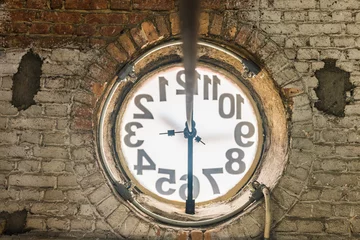 Fotobehang Big old clock embeded on the wall © vbjunior