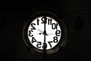 Fototapeta na wymiar Big old clock embeded on the wall