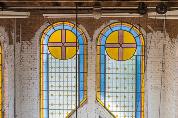 Stained glass windows at the catholic church