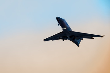 Big airplane flying with the land gear down