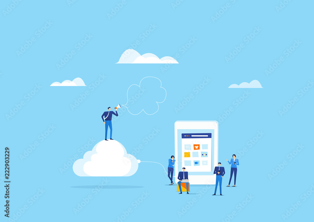 Aufkleber group business  team working usage mobile  connect to cloud computing 
