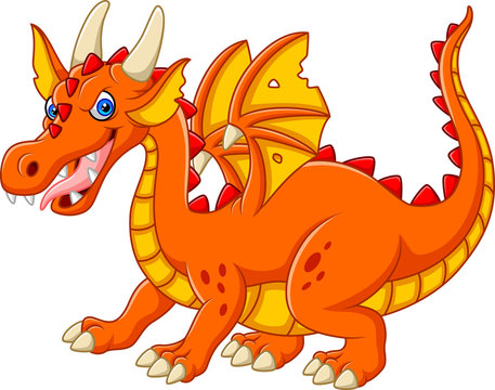 Cartoon dragon isolated on white background