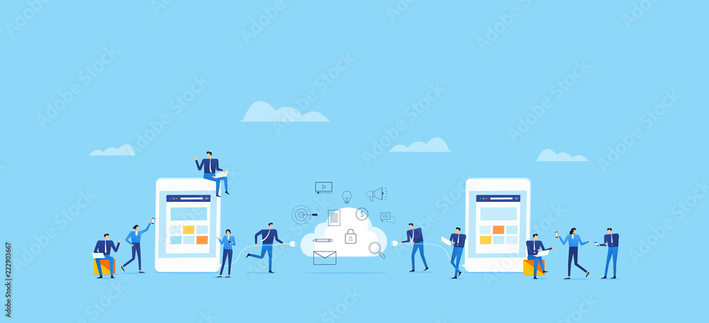 Poster business cloud computing and digital technology for business online connect on cloud concept
