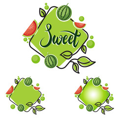 Sweet Square Line Healthy Watermelon Fruit Frame Banner