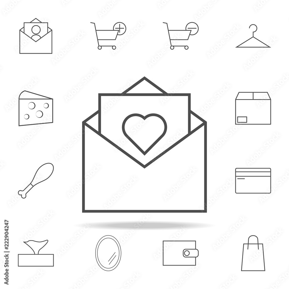 Poster love card in envelope icon. web icons universal set for web and mobile