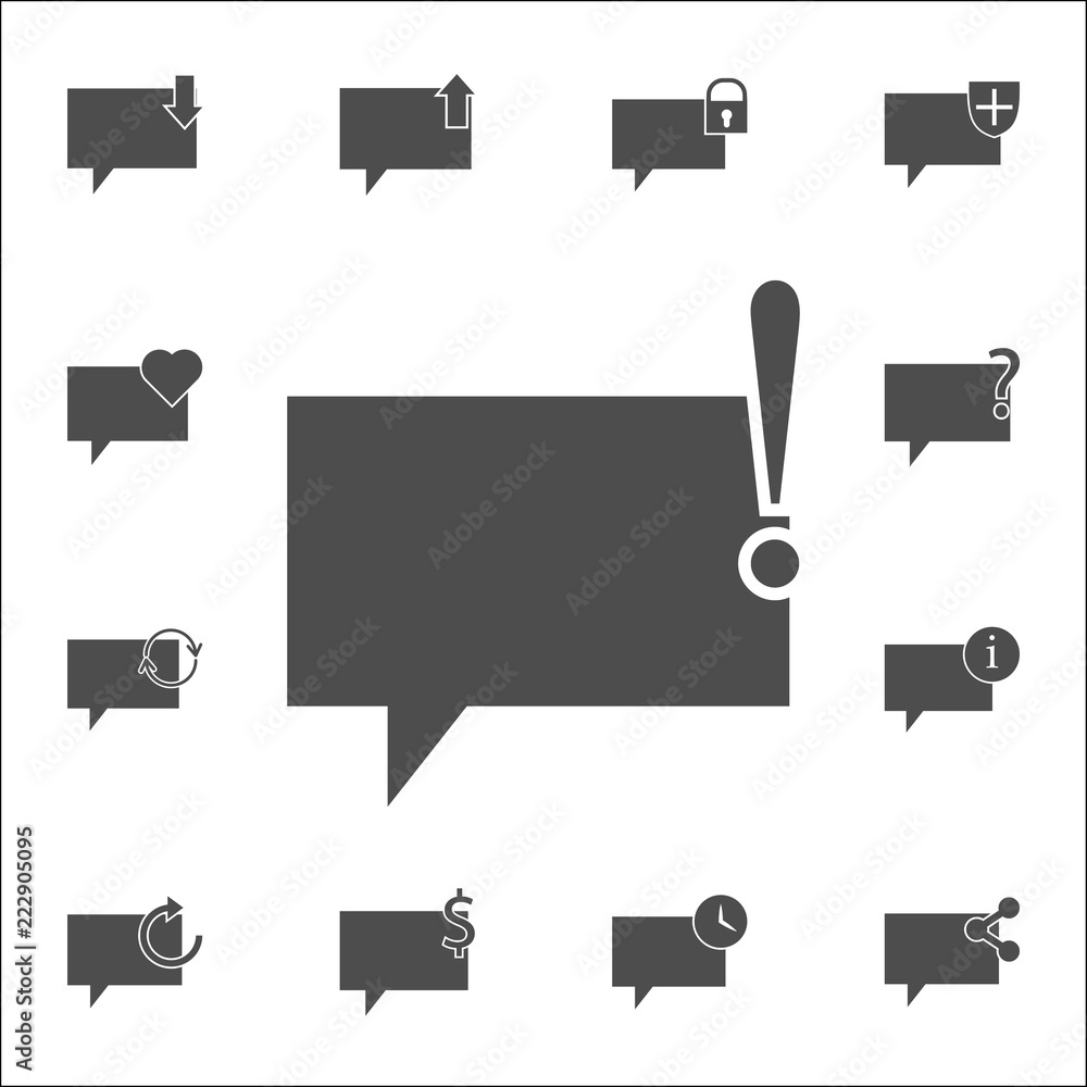 Poster bubbles of communication with an exclamation mark icon. web icons universal set for web and mobile