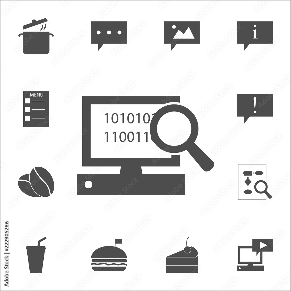 Aufkleber search on computer icon. web icons universal set for web and mobile