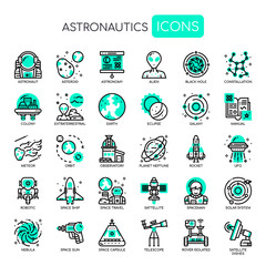 Astronautics , Thin Line and Pixel Perfect Icons.