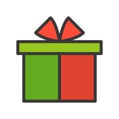 Present box, Merry Christmas theme set, filled outline editable stroke pixel perfect icon