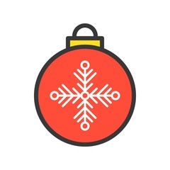 Obraz premium Christmas ball, Merry Christmas theme set, filled outline editable stroke pixel perfect icon