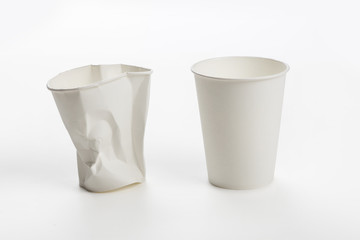 Crumbled white Paper cup