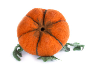 Pumpkin handmade from felted wool for celebration of Halloween