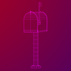 Correspondence mailbox with post letter message. Wireframe low poly mesh vector illustration