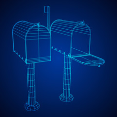 Correspondence mailbox with post letter message. Wireframe low poly mesh vector illustration