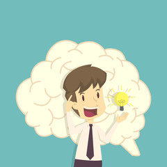 Business and bulb, think and inspiration.cartoon of business,employee success is the concept of the man characters business, the mood of people,can be used as a background, banner. vector illustration