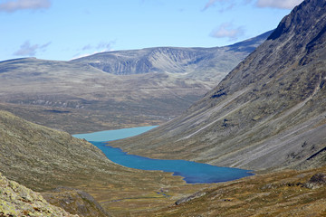 Mountain lake view. Jotunheimen National Park. Norway