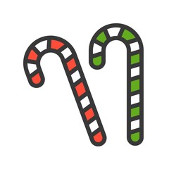 sugar cane, Merry Christmas theme set, filled outline editable stroke pixel perfect icon
