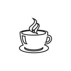 A cup of coffee with steam. Hand drawn sketch on chalkboard background. Vector illustration. isolated.