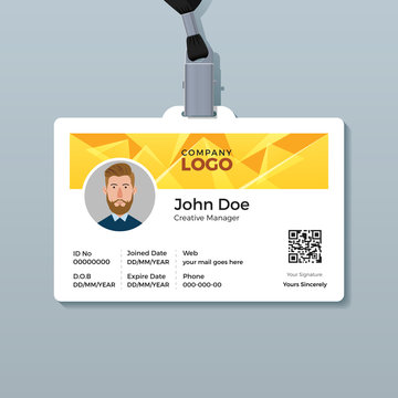 Multipurpose ID Card Template with Yellow Pyramid Background