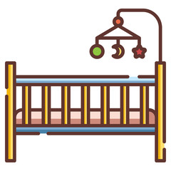 Baby crib LineColor illustration