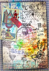 Foto op Canvas Mysterieuze, alchemistische en esoterische collages met tarotkaarten en astrologische symbolen © Rosario Rizzo