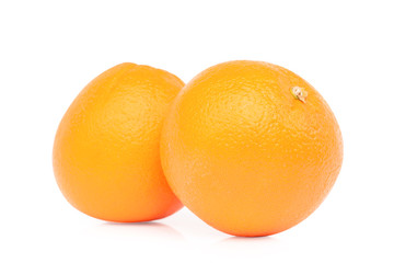Close up fresh orange fruit isolated on white background