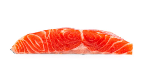 fresh salmon fillet on white background